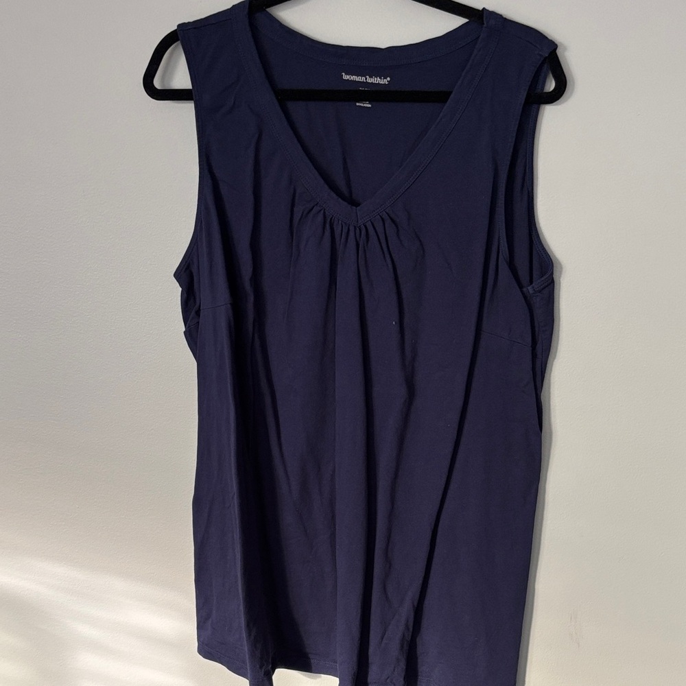 Woman Within Dark Navy V-Neck Sleeveless Tank Top